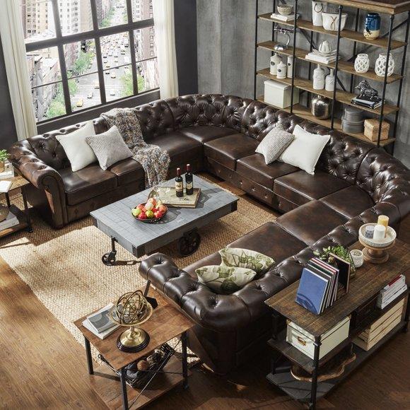 XXL Big Chesterfield Wohnlandschaft Couch Dekorative Sofa Polster Eck Sitz