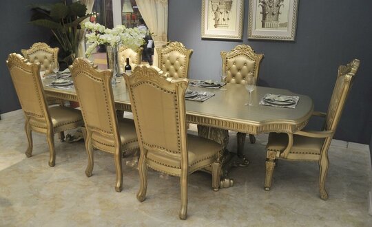 Esszimmer Komplett Garnitur Tisch Anrichte 8x Stuhl Set Barock Rokoko