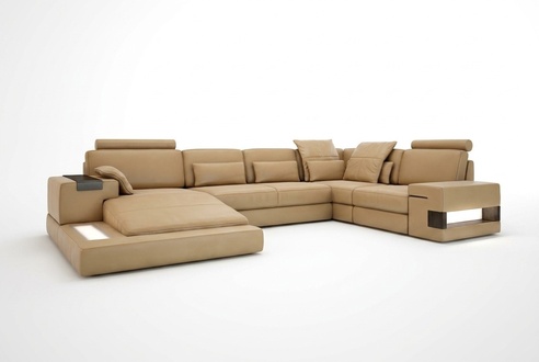 U Form Sofa Wohnlandschaft U Form Ecksofa Couch Garnitur Polster Ecksofa mit USB