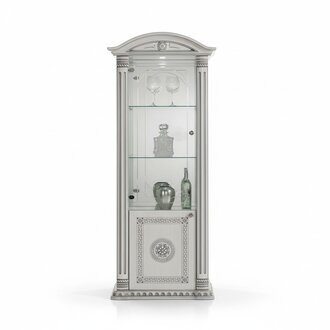 Vitrine Anrichte Vitrinen Luxus Glas Schrank Schranke Weiß Holz Design Möbel Neu