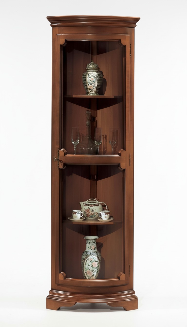 Vitrine Holzschränke Glasvitrine Schrank Eckvitrine Braun Italienische Möbel Neu