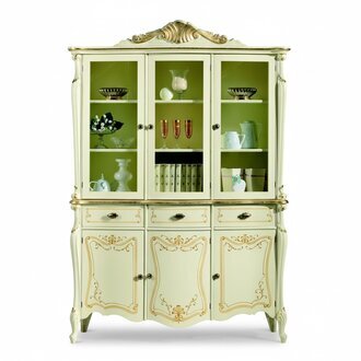 Vitrine Italienische Luxus Stil Wohnzimmer Möbel Schrank Barock Rokoko Stil Holz Neu
