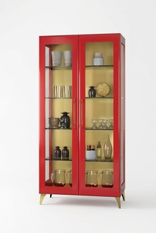 Vitrine Schöne Rote Glas Schrank Vitrinen Holz Glas Wohnzimmer Modern Luxus