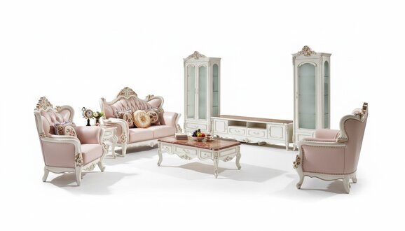 Vitrine Weiß Luxus Wohnzimmer Möbel Holz Glas Design Elegantes Klassische