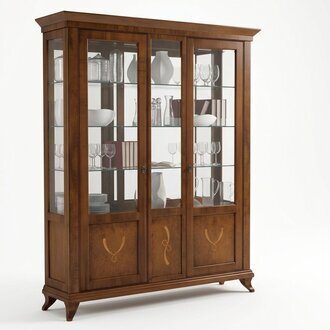 Vitrine Wohnzimmer Möbel Anrichte Massive Glas Holz Vitrinen Schrank Echtholz