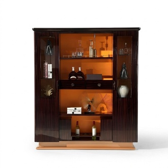 Vitrinen Bar Schrank Haus Designer Schränke Wand Regal Holz Leder