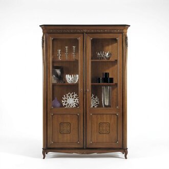 Vitrinen Glas Schrank Echtholz Wohnzimmer Vitrine Möbel Anrichte Massive Holz