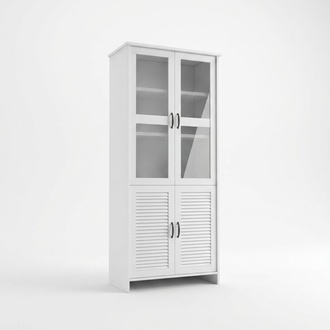 Vitrinenschrank Weiß MDF Glas modern elegant