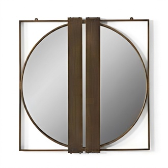 Wandspiegel mit rundem Spiegelglas in quadratischem Rahmen Spiegel