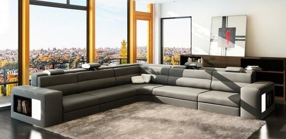 Ecksofa Sofa Couch Polster Leder Garnitur Wohn Weiden Wohnlandschaft Ecke