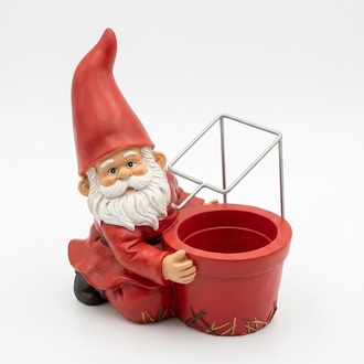 Weihnachten Nikolaus mit Blumentopf Garten Statue Skulptur Figuren