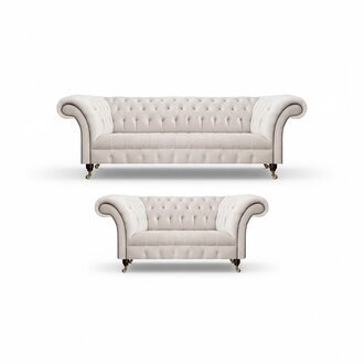 Weiß 2x Sofas Komplett Polstermöbel Luxus Sofa Dreisitze mit Zweisitzer Couch