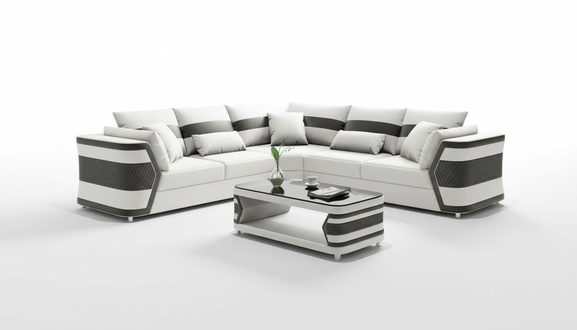 Weiß Eckgarnitur Luxus Ledersofa Ecksofa Couch Sofa Wohnzimmer Modern