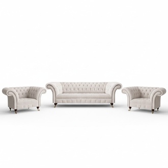 Weiß Polstermöbel Sofagarnitur Luxus Sofas Set Möbel Sitz Sessel Chesterfield