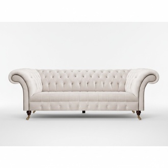 Weiß Sofa Dreisitze Couch Polstermöbel Einrichtung Wohnzimmer Chesterfield