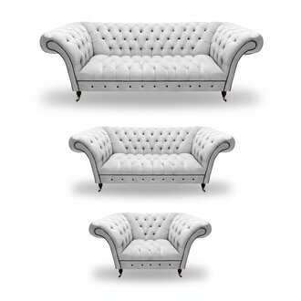 Weiß Sofagarnitur 3tlg Chesterfield Modern Design Wohnzimmer Polstersofa