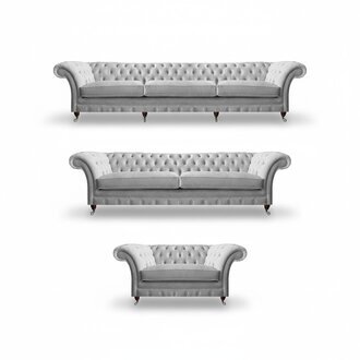 Weiße Chesterfield Couchen Designer Dreisitzer Luxus 2-Sitzer Sessel