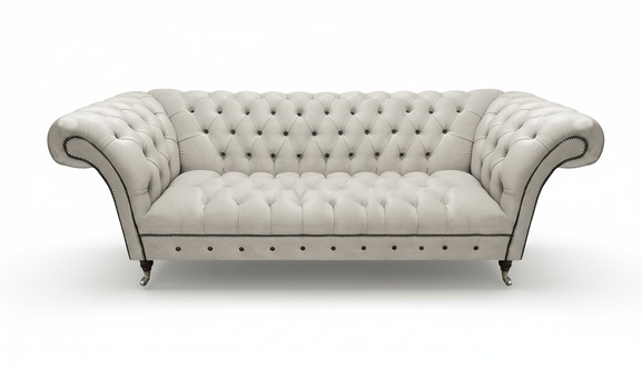 Weiße Chesterfield Kunstleder Couch Wohnzimmer Sitzmöbel Edler 3-Sitzer