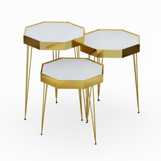 Weiße Holz Beistelltische im minimalistischen Design