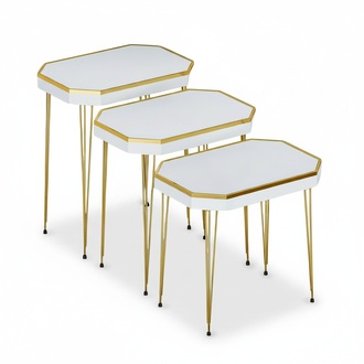 Weiße Holz Beistelltische Set modern elegant
