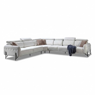 Weiße L-Form Eckcouch Designer Stoffsofa Luxuriöse Edle Wohnlandschaft