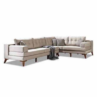 Weiße Stilvolle Eckcouch Textilsofas Moderne Wohnlandschaft Luxus Möbel