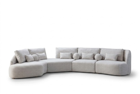 Weißes Ecksofa Modernes L-Form Sofa Wohnzimmer Couchen Holzgestell Sofa