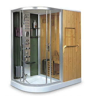 Wellness-Sauna mit Dusche Dampfbadkabine Multifunktionsdusche 170x110 cm