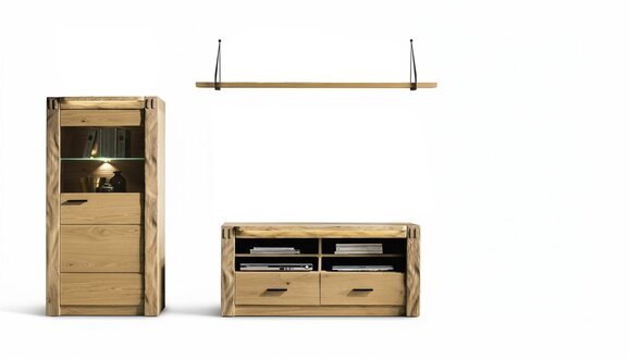 Wohn Wand Wohnzimmer Vitrine Kommode Regal 3tlg. Set Regale Schränke