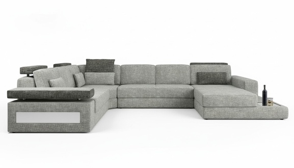 Wohnlandschaft Couch Eck U Form Sofa Eckcouch Ecksofa XXL Stoff Polster