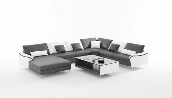 Wohnlandschaft Couchen Ledersofa Ecksofa U Form Schwarz Sofa Groß Neu