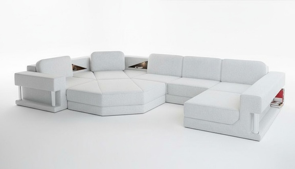 Wohnlandschaft Design Stoff Sofas Bettunktion Schlaf Couch Ecksofa U Form Sofa