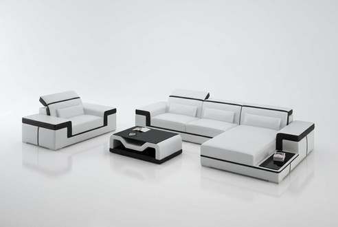 Wohnlandschaft Ecksofa L-Form Sessel Set Garnitur Modern Sofa Leder