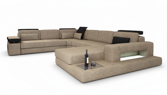 Wohnlandschaft Ecksofa Sofa Couch Sofa U Form Samt Stoff Sitz Designer Neu