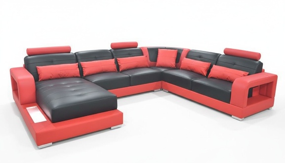 Wohnlandschaft Ecksofa U-form Eckcouch LED Beleuchtet Sofa Couch Ecksofa Sofas