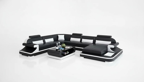 Wohnlandschaft Ecksofa UForm Modernes Sofa Ledersofa Eckgarnitur Polster Couchen