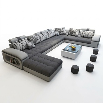 Wohnlandschaft Ecksofa UForm Sofa Couch Leder Design Couch Textil