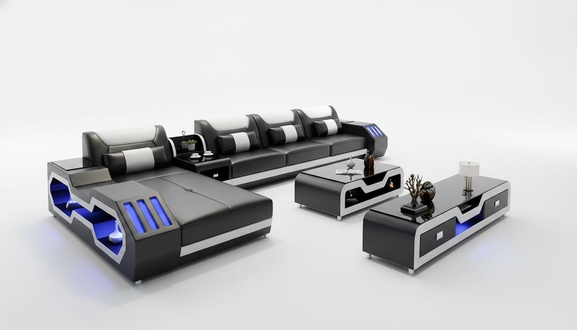 Wohnlandschaft L Form Ecksofa + Couchtisch + Sideboard Design