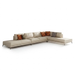 Wohnlandschaft L-Form Ecksofa Couch Design Polster Leder Garnitur Sofa