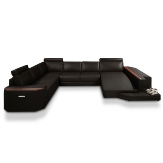 Wohnlandschaft Ledersofa Ecksofa mit USB Sofa Couch Polster Sitz Eck Garnitur
