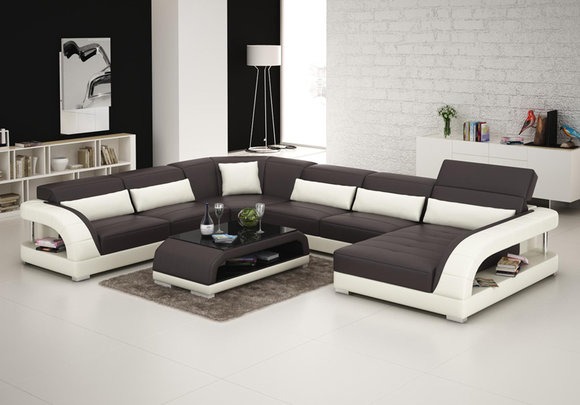 Ledersofa Couch Wohnlandschaft Ecksofa Modern Dekor Eck Design Garnitur