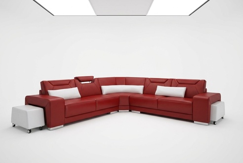 Wohnlandschaft Polster Ecke Eck Sofa Couch Garnitur Landschaft Leder Sitz PH739