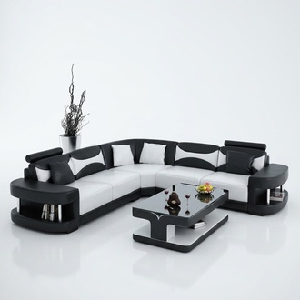 Wohnlandschaft Polster Ecke Eck Sofa + USB,Garnitur Landschaft Leder Textil Neu