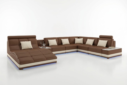 Bix XXL wohnlandschaft sitz eck polster leder garnitur couch u form