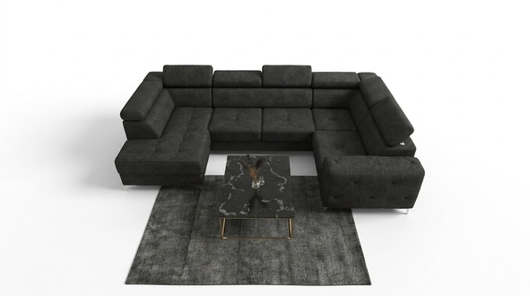 Wohnlandschaft Sofa Couch Polster Ecke Textil Kunstleder Edle Ecksofa U-Form