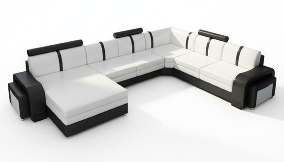 Wohnlandschaft Sofa Polster Ledersofa Ecksofa Eckcouch mit USB Ledergarnitur NEU