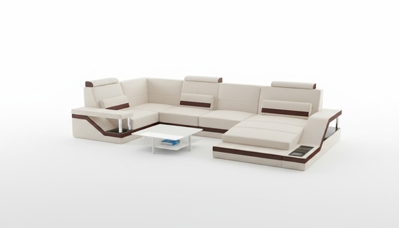 Wohnlandschaft Sofa + USB Polster Ecke Ecksofa Garnitur Textil Stoff Leder Sofas