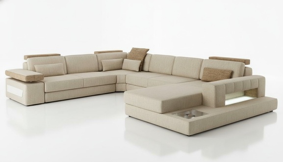 Wohnlandschaft U Form Ecksofa Sofa Couch Polster Ecke Wunderschöne XXL Stoff