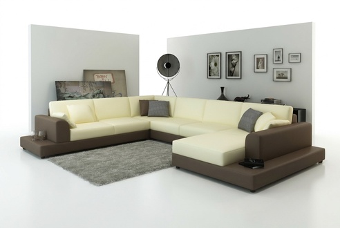 Wohnlandschaft Wohnzimmer Ecksofa Leder Sofa Couch Polster Sitz