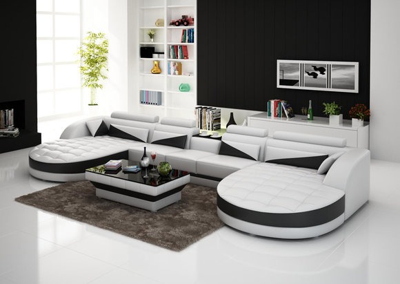 Ledersofa Couch Wohnlandschaft Eck Dekor Ecksofa Design Garnitur Modern